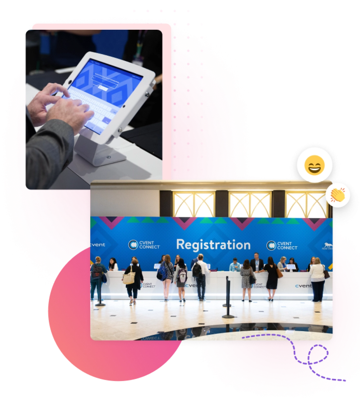 Event registration counter and check-in screen
